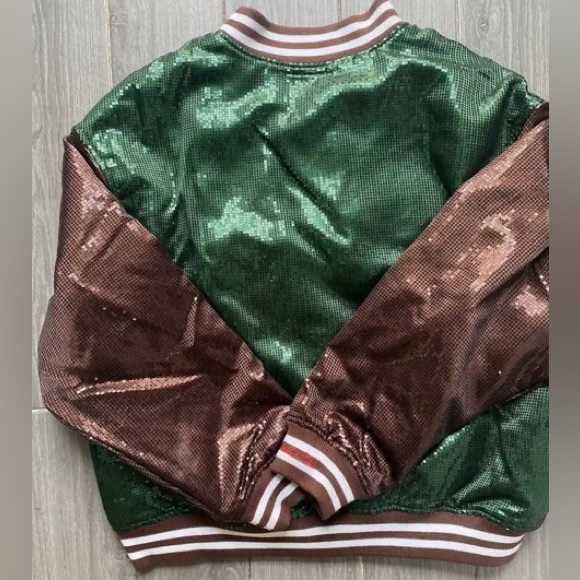 Supreme/ Mitchell & Ness Sequin Varsity Jacket , Green/Brown. Brand new - Picture 4 of 8
